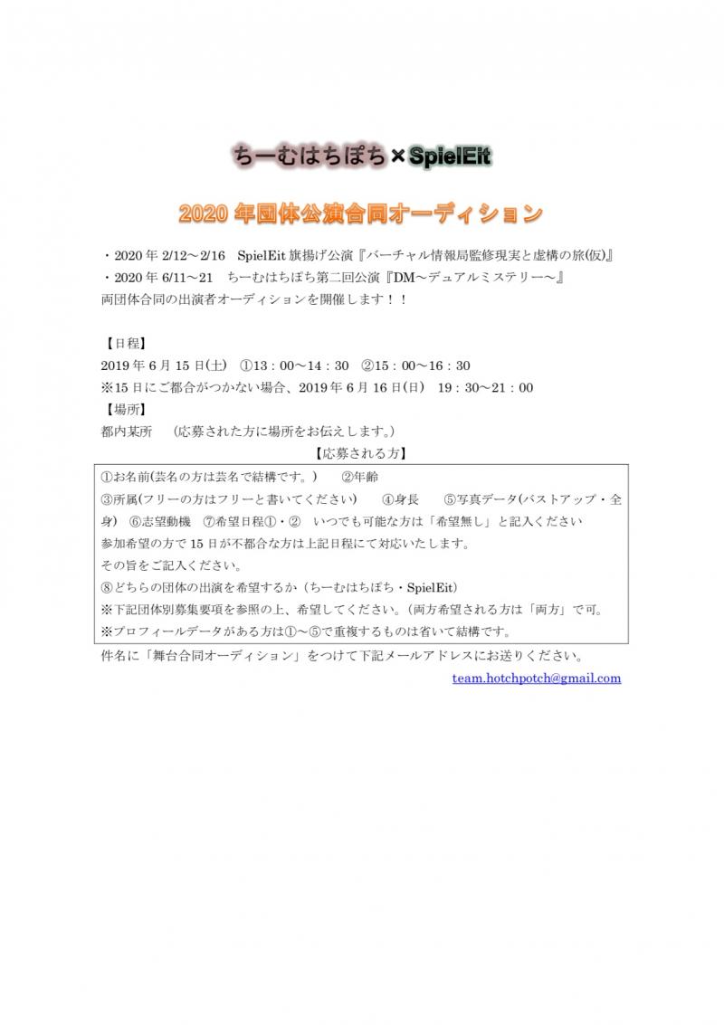 2020年公演2団体合同オーディション開催！
