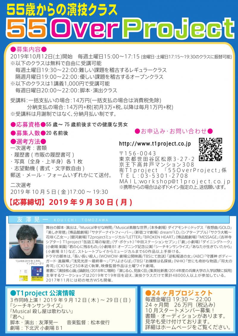 55歳からの演技クラス　「シニアとまとめられて語られたくない方」1年後の舞台出演をめざす！　～55OverProject～　メンバー募集！ サブ画像