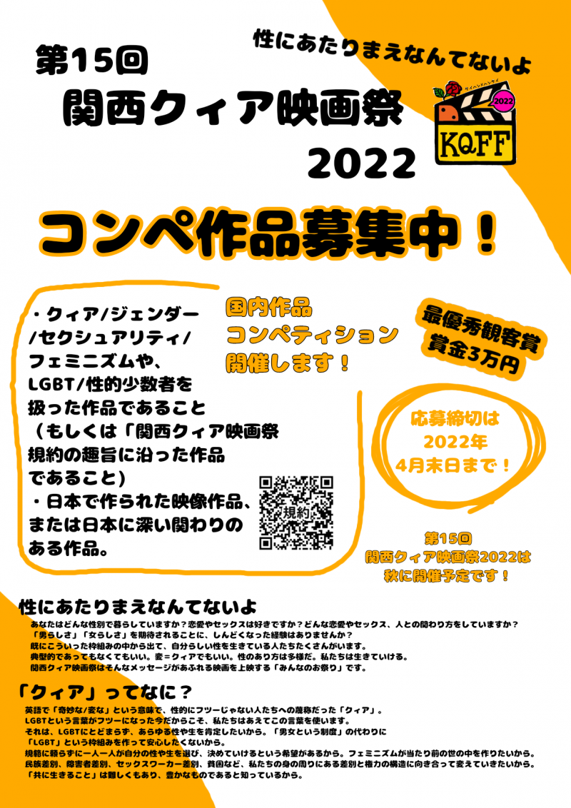 第15回 関西クィア映画祭 2022 国内作品コンペティション公募 サブ画像