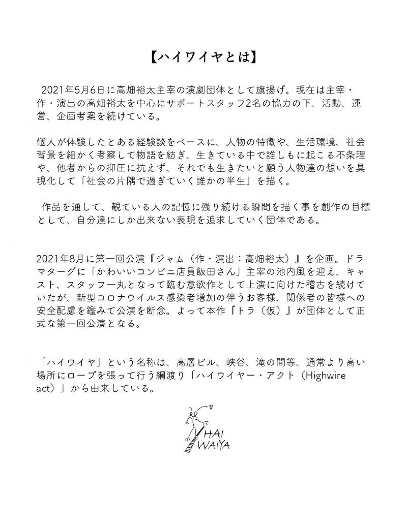 ハイワイヤ新作公演 出演者オーディション公募 サブ画像