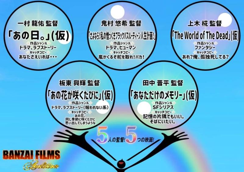 「BANZAI FILMS Audition 短編５作品出演者大募集!!」 サブ画像