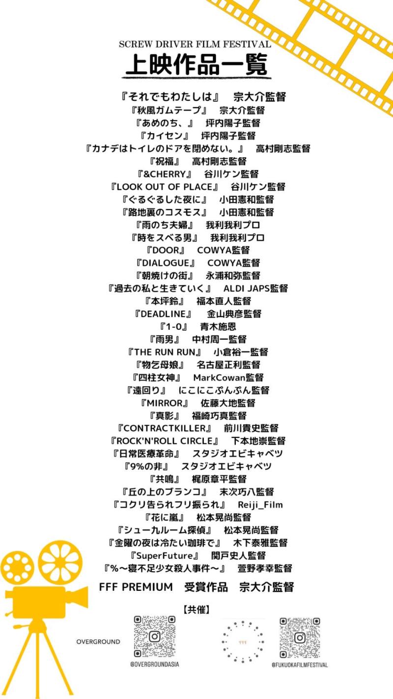 【6/21-6/23開催】1コインで映画鑑賞！監督・俳優登壇ありの福岡の映画祭『SCREW DRIVER FILM FESTIVAL』 サブ画像