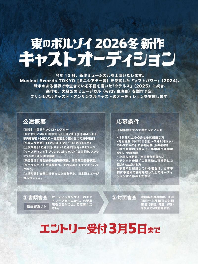 東のボルゾイ 2026冬新作ミュージカル キャストオーディション サブ画像