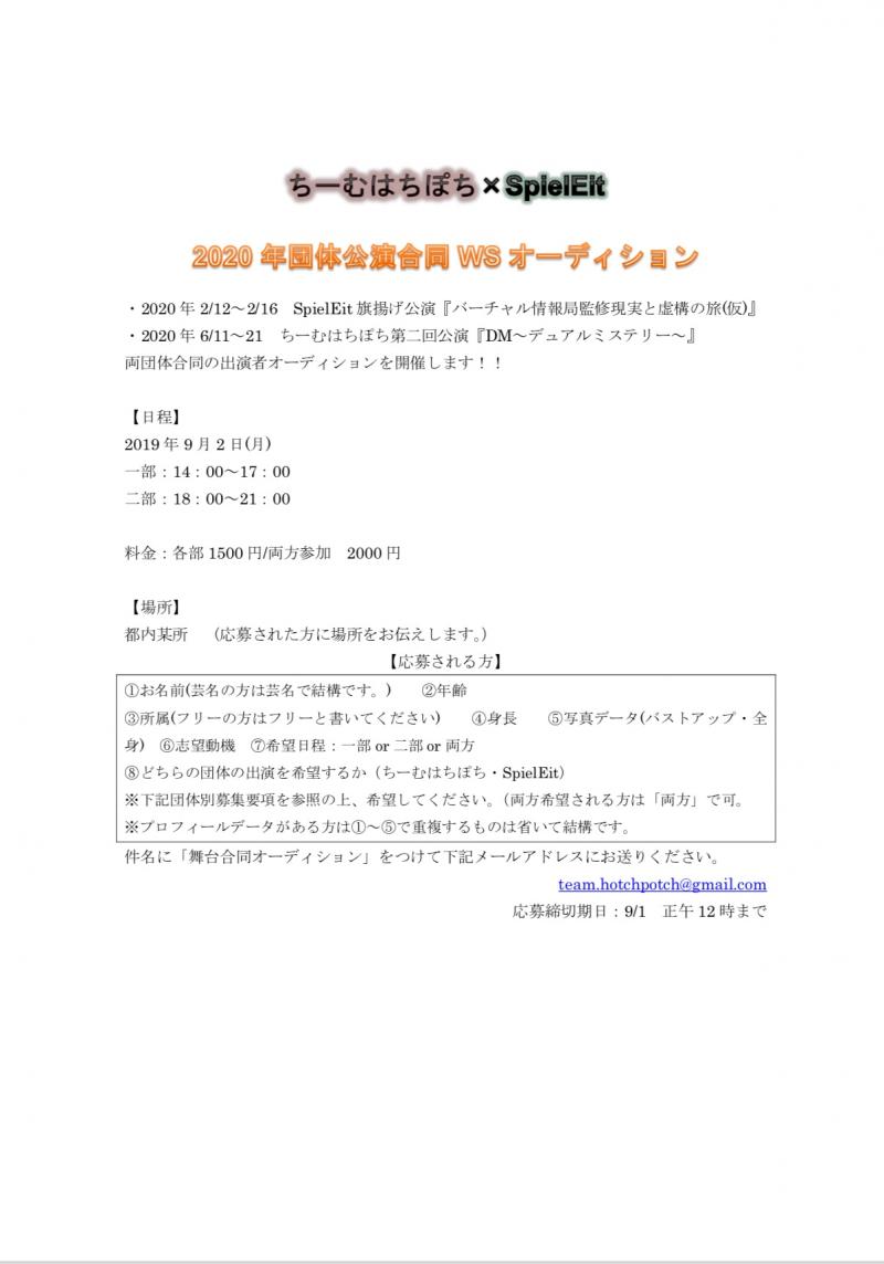 ちーむはちぽち×SpielEit 来年公演2団体合同WSオーディション サブ画像