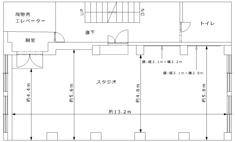 時々海風が吹くスタジオ/稽古やオーディション会場、ワークショップなどでご利用できます！両側に窓もあり換気も可能です。 サブ画像