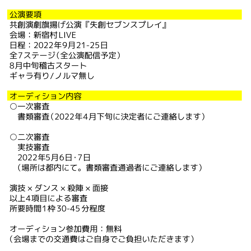 共創演劇『失創セブンスプレイ』 サブ画像
