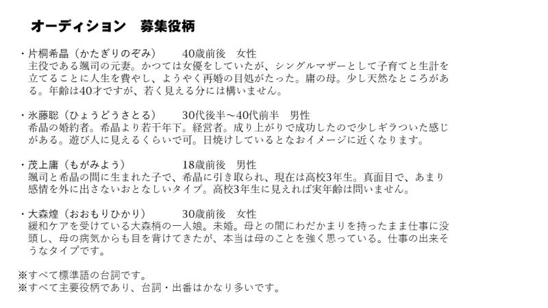 全編高知ロケ　国際映画祭7冠監督　長編映画「海岸線にみる光」主要キャスト募集オーディション サブ画像